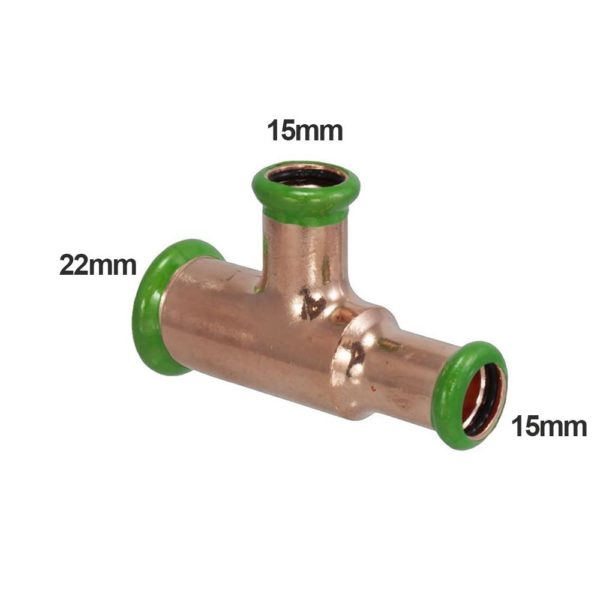 PEGASUS Press Fit 22mm X 15mm X 15mm Reducing Tee - Image 2
