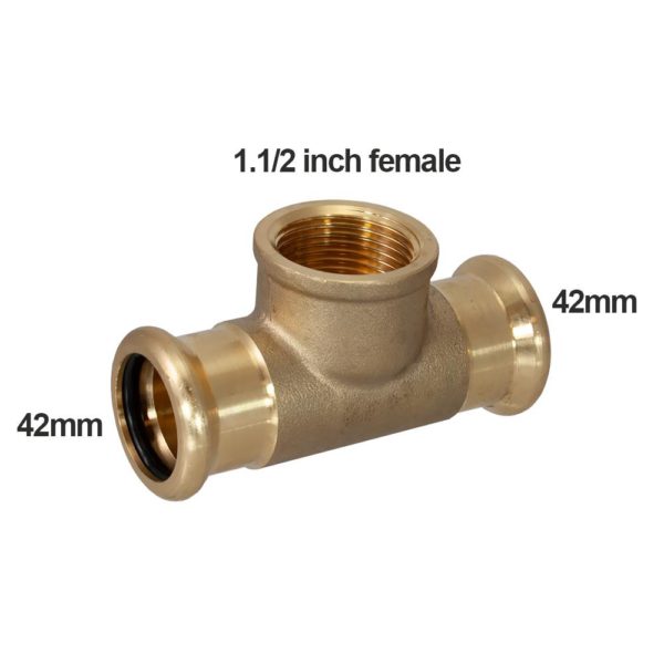 PEGASUS Press Fit 42mm X 42mm X 1 1/2" Copper to Female Tee - Image 2