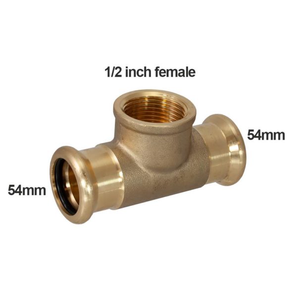 PEGASUS Press Fit 54mm X 54mm X 1/2" Copper to Female Tee - Image 2