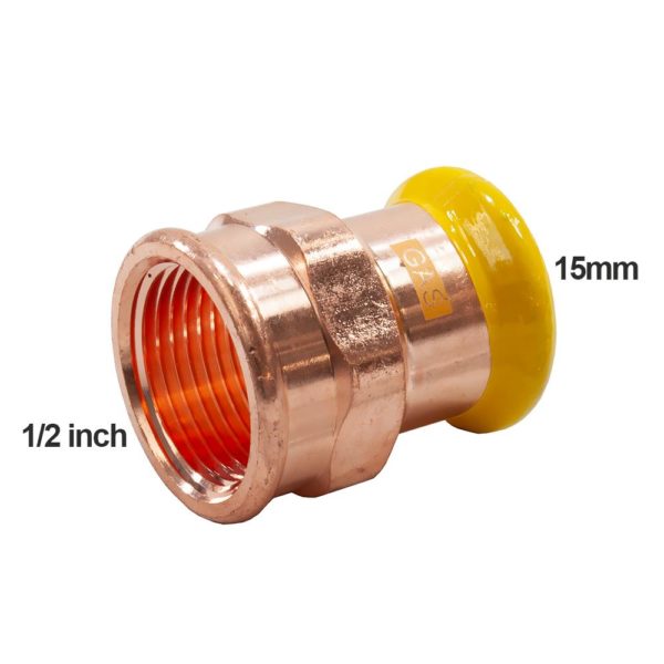 PEGASUS Gas Press Fit 15mm x 1/2" Copper to Female Iron - Image 2