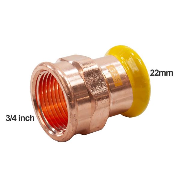 PEGASUS Gas Press Fit 22mm x 3/4" Copper to Female Iron - Image 2