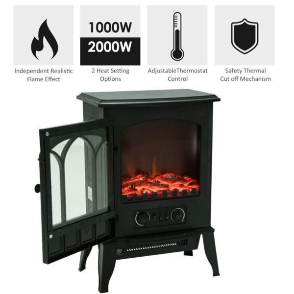 Homcom Electric Stove 2KW Black 820-127 - Image 6