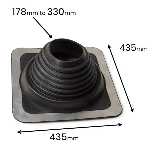 Mi Flash 178mm to 330mm No 8 Metal Black EPDM Flashing - Image 2