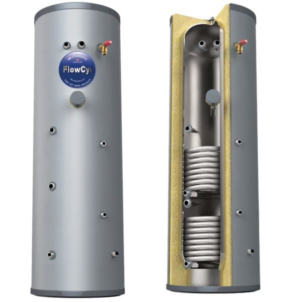 UK Cylinders FlowCyl Solar Slimline Twin Coil Unvented 170L - Image 2