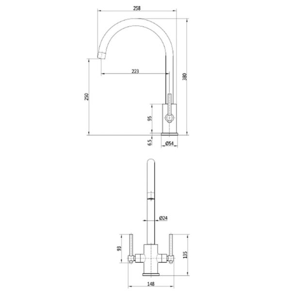 Tailored Narberth Kitchen Mono Mixer Black - Image 3