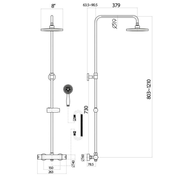Scudo Middleton Round Thermostatic Shower Black - Image 4