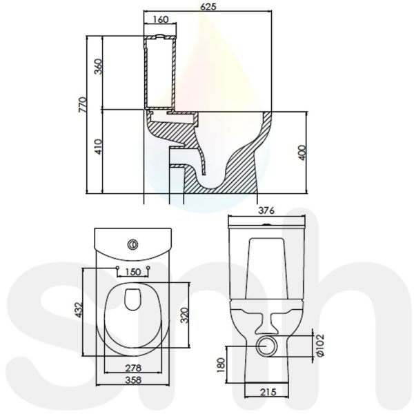 Roper Rhodes Dana Close Coupled Toilet Inc Seat - Image 3