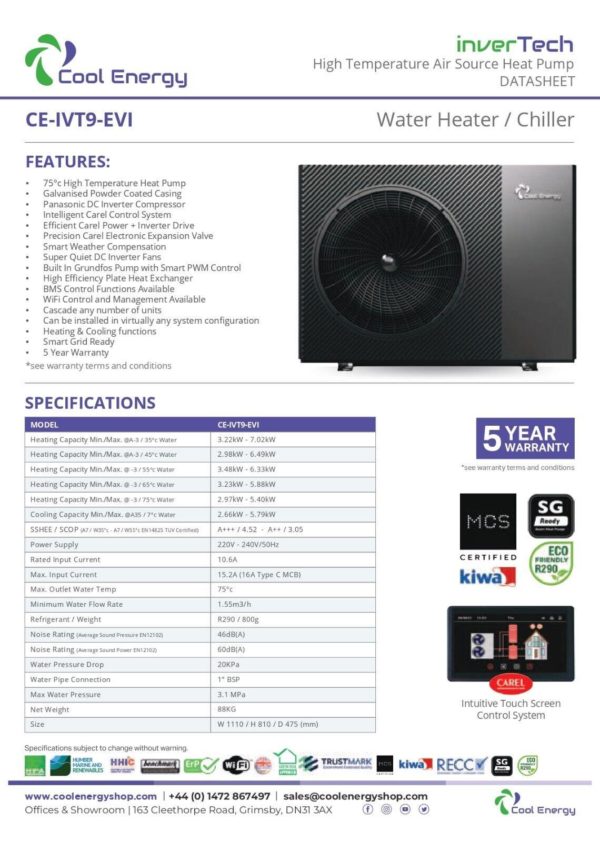 InverTech High Temp Heat Pump 9KW R290 - Image 3