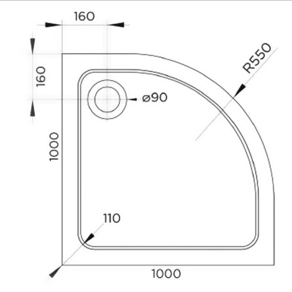 Hydro45 1000 Quadrant Shower Tray - Image 3