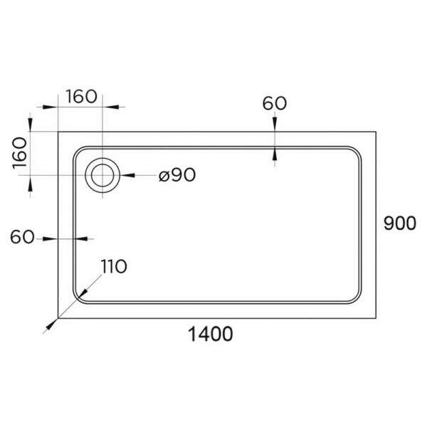 Hydro45 1400 x 900 Rectangle  Shower Tray - Image 2