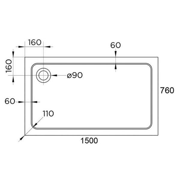 Hydro45 1500 x 760 Rectangle  Shower Tray - Image 2