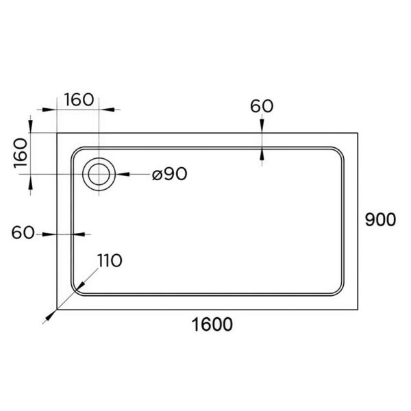 Hydro45 1600 x 900 Rectangle Shower Tray - Image 3