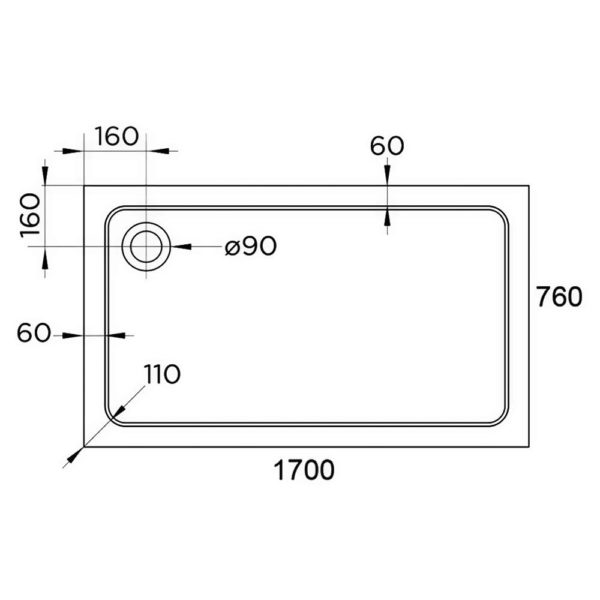 Hydro45 1700 x 760 Rectangle Shower Tray - Image 3