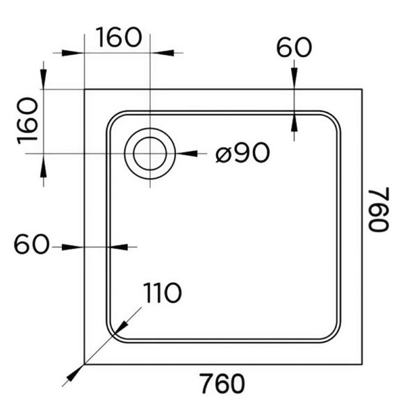 Hydro45 760  x 760 Square Shower Tray - Image 2