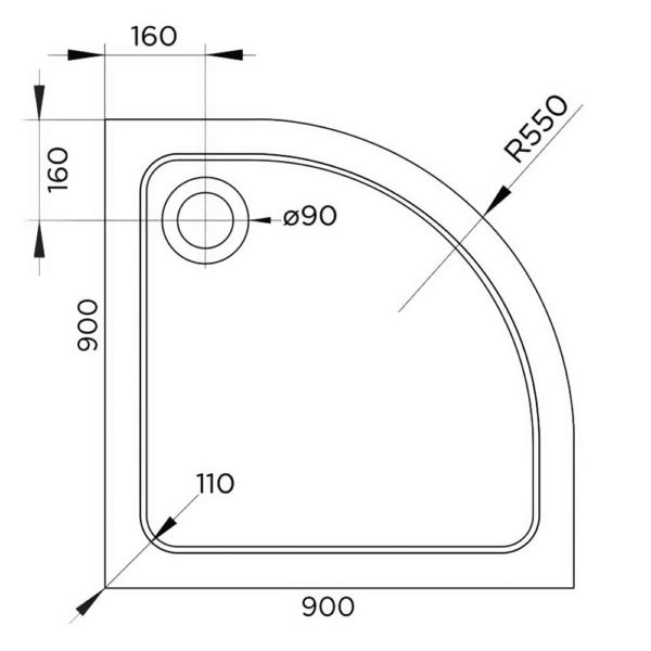 Hydro45 900 Quadrant Shower Tray - Image 3