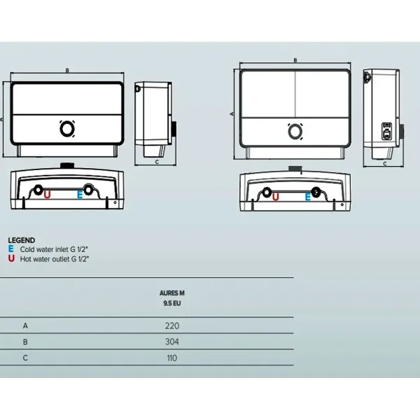 Ariston Aures Slim Multi Instantaneous Water Heater 9.5KW - Image 4